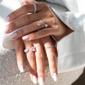 Dazzling Silver Diamond Ring- Rebecca Band Size 6